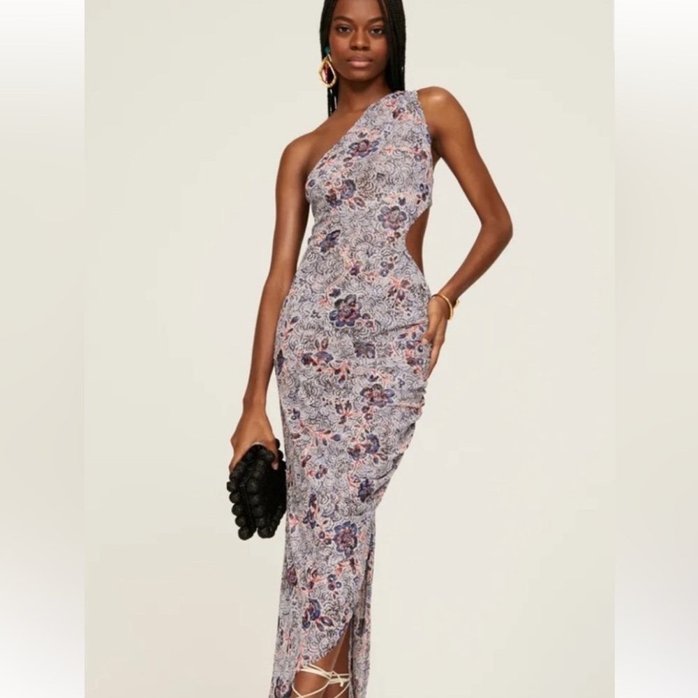MISA One-Shoulder Bodycon Midi Dress,  Size SM